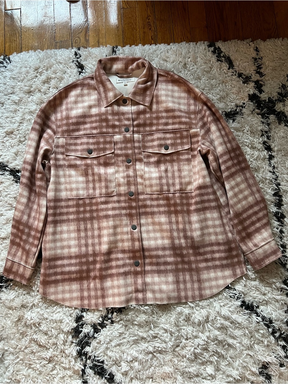 Workshop Republic Clothing Brown Plaid Button-Down Shacket